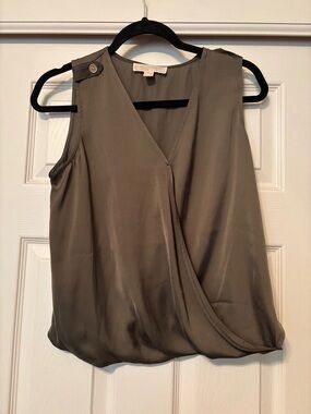 Sleeveless Olive Wrap Blouse - Women's Top